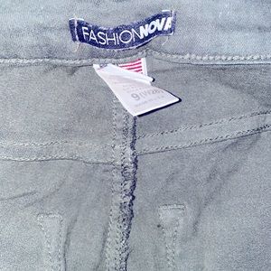 High waist green ripped pants